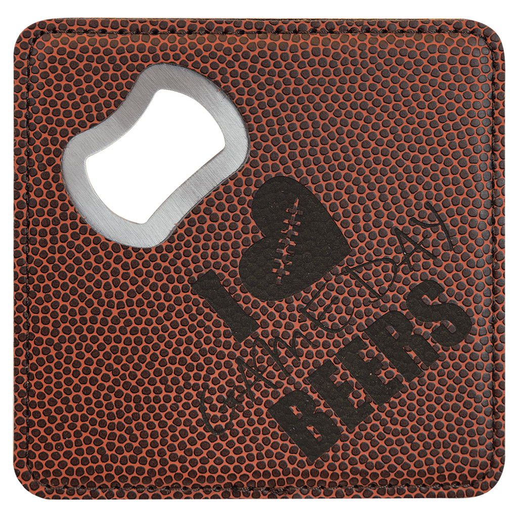 Leatherette Coaster & Bottle Opener Combo - Custom Engravable
