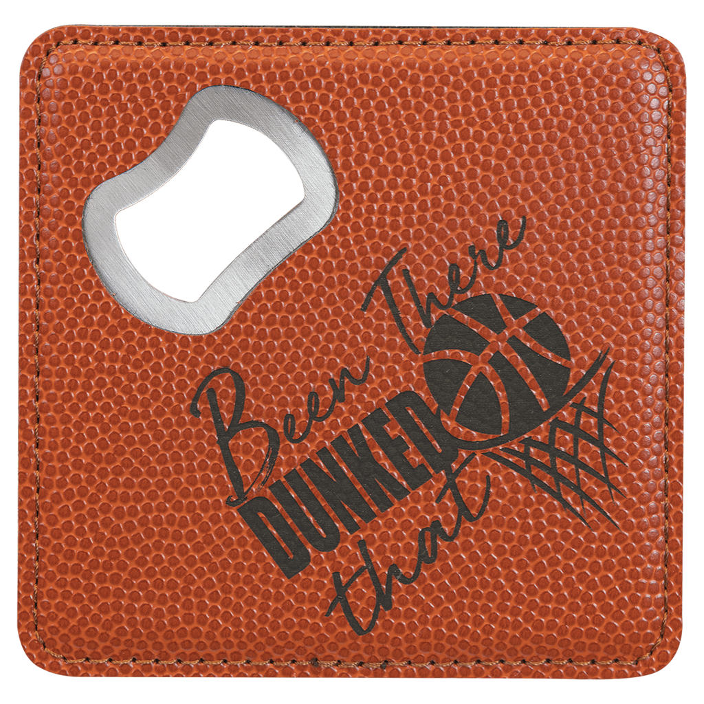 Leatherette Coaster & Bottle Opener Combo - Custom Engravable