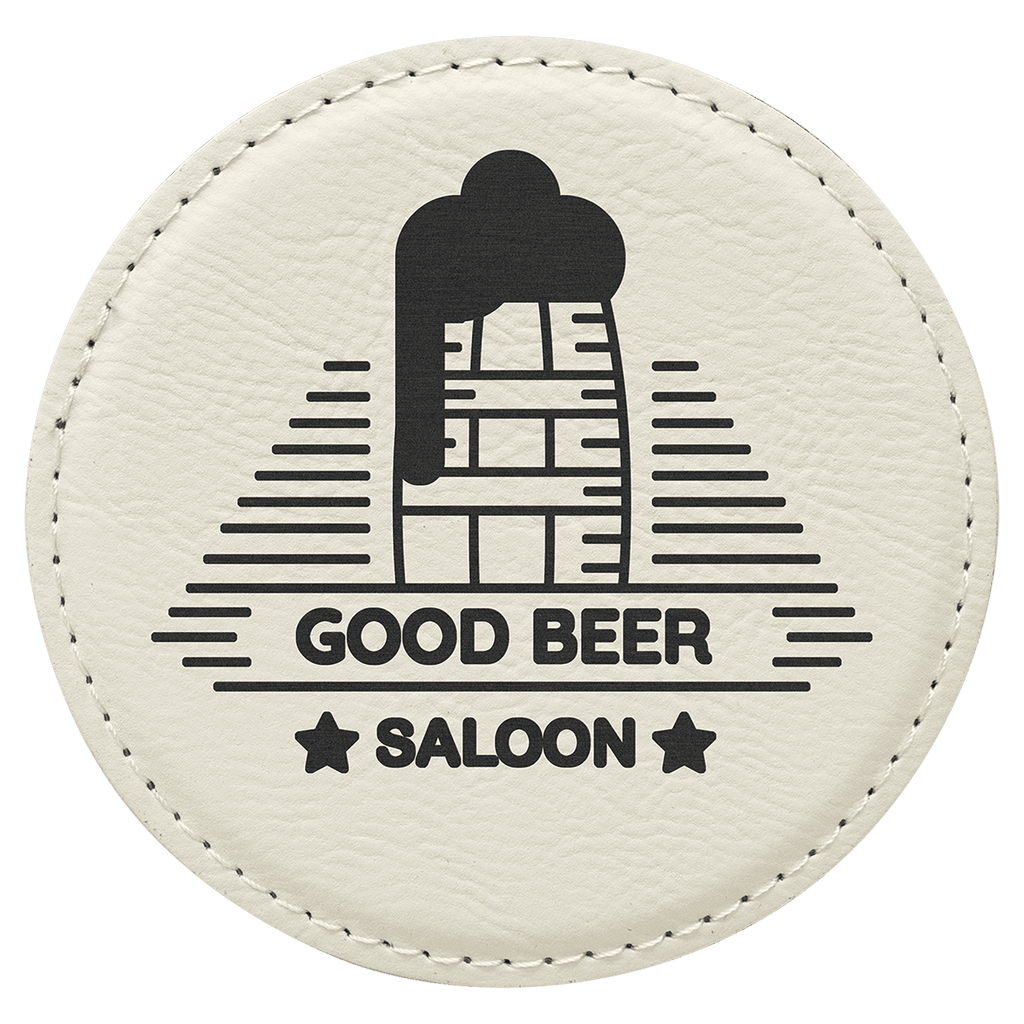 Custom Laser Engravable Leatherette Coaster - Round