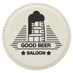 Custom Laser Engravable Leatherette Coaster - Round