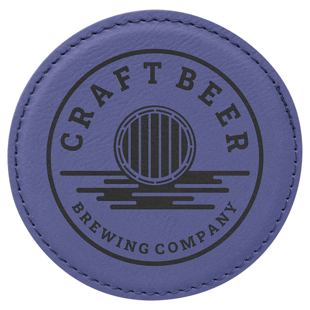 Custom Laser Engravable Leatherette Coaster - Round