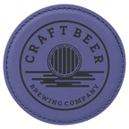 Custom Laser Engravable Leatherette Coaster - Round