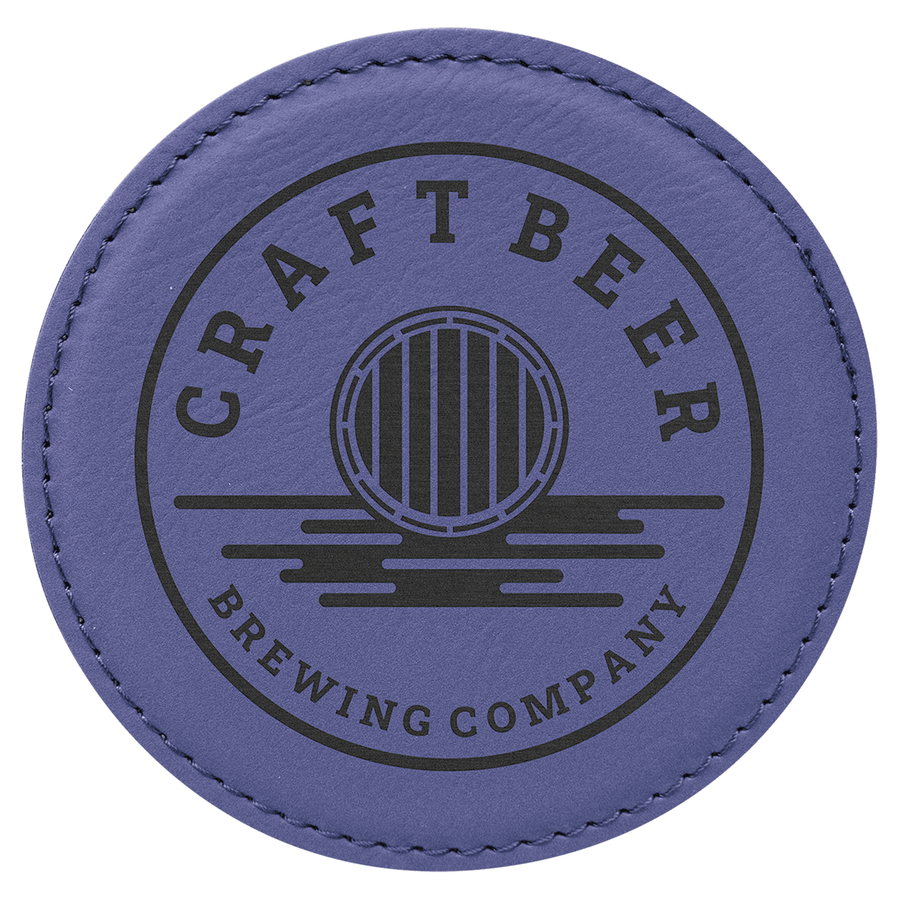 Custom Laser Engravable Leatherette Coaster - Round
