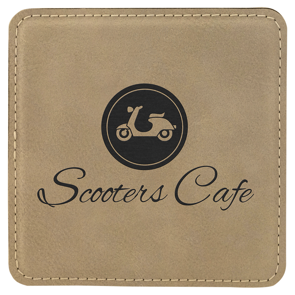 Custom Laser Engravable Leatherette Coaster - Square