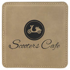 Custom Laser Engravable Leatherette Coaster - Square
