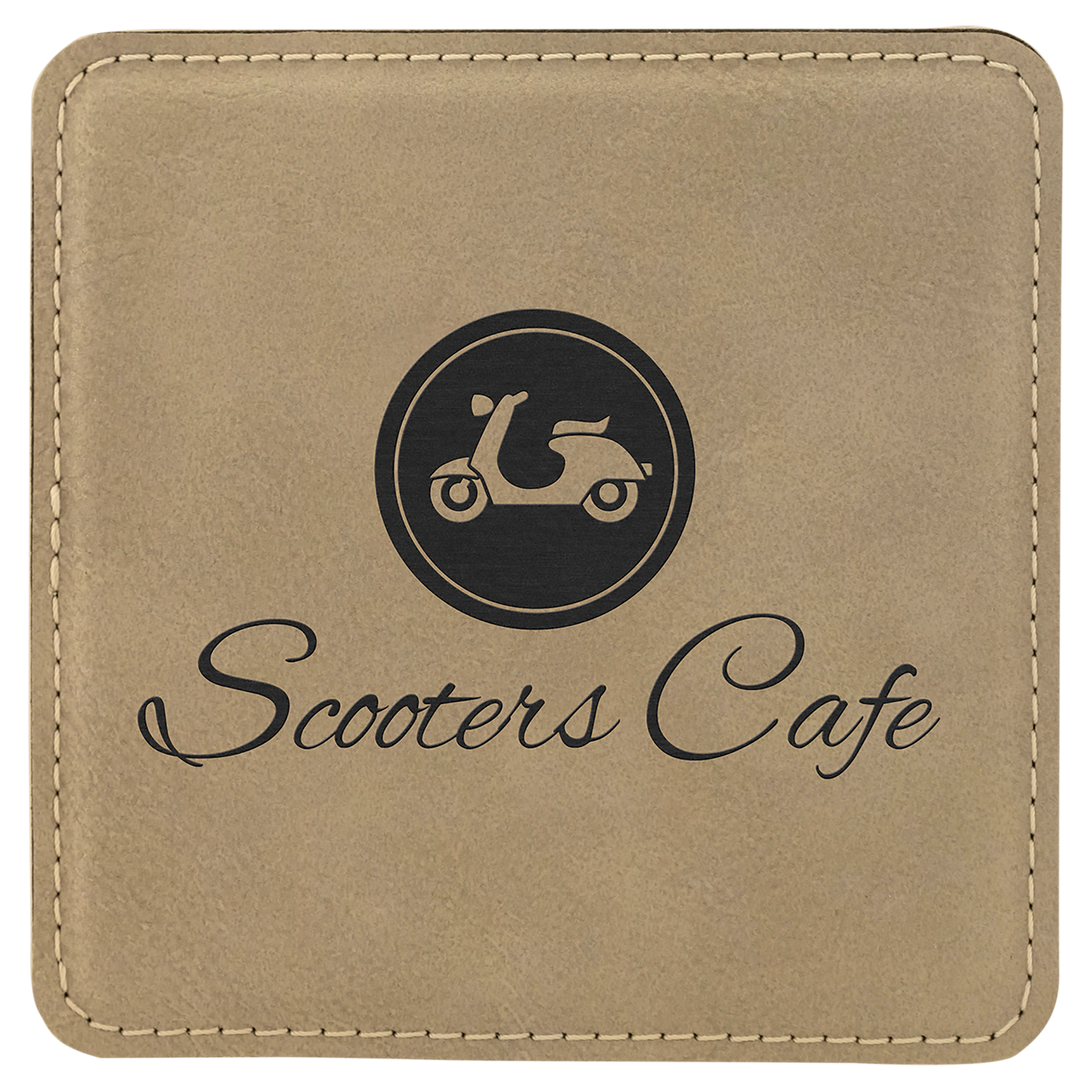Custom Laser Engravable Leatherette Coaster - Square