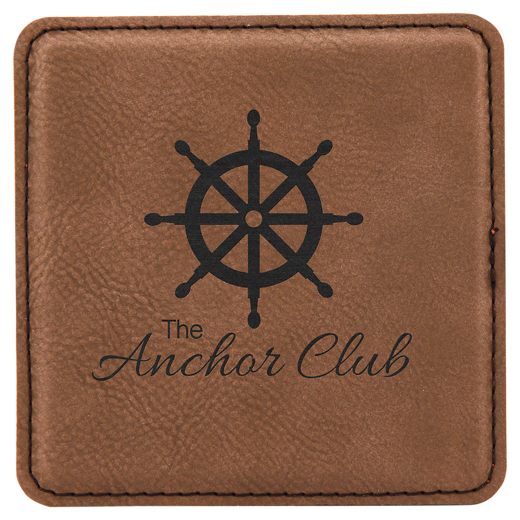 Custom Laser Engravable Leatherette Coaster - Square