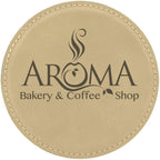 Custom Laser Engravable Leatherette Coaster - Round