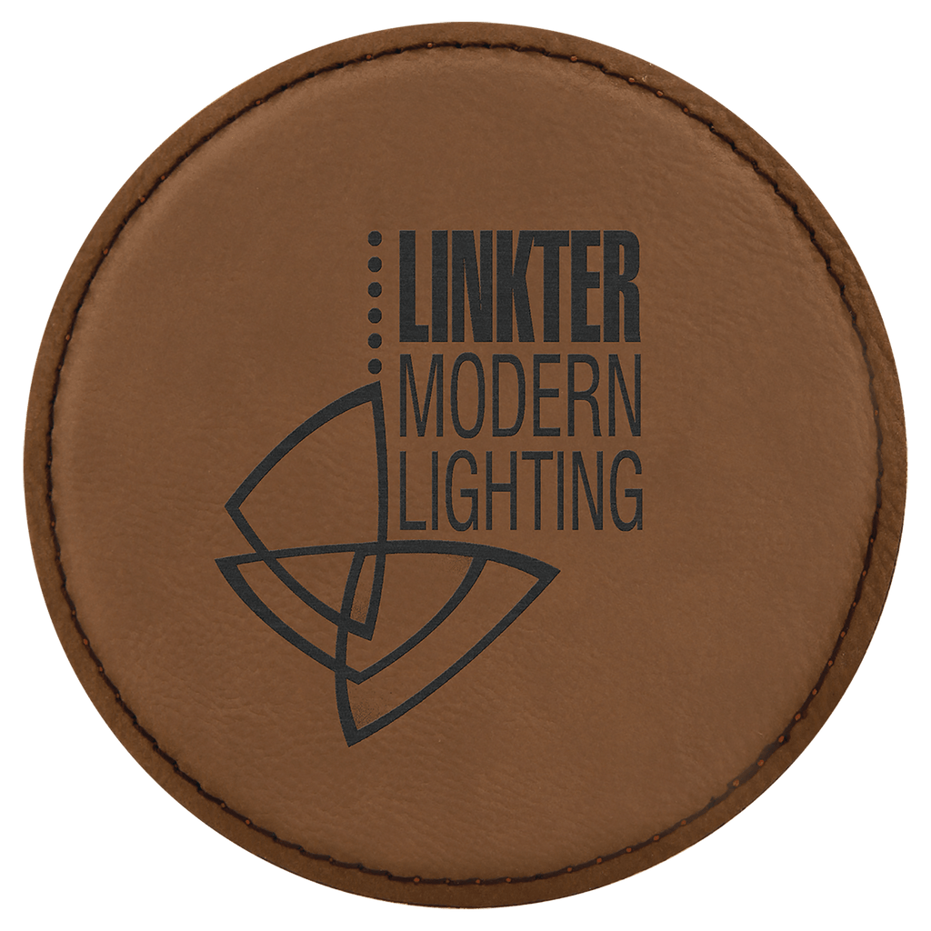 Custom Laser Engravable Leatherette Coaster - Round
