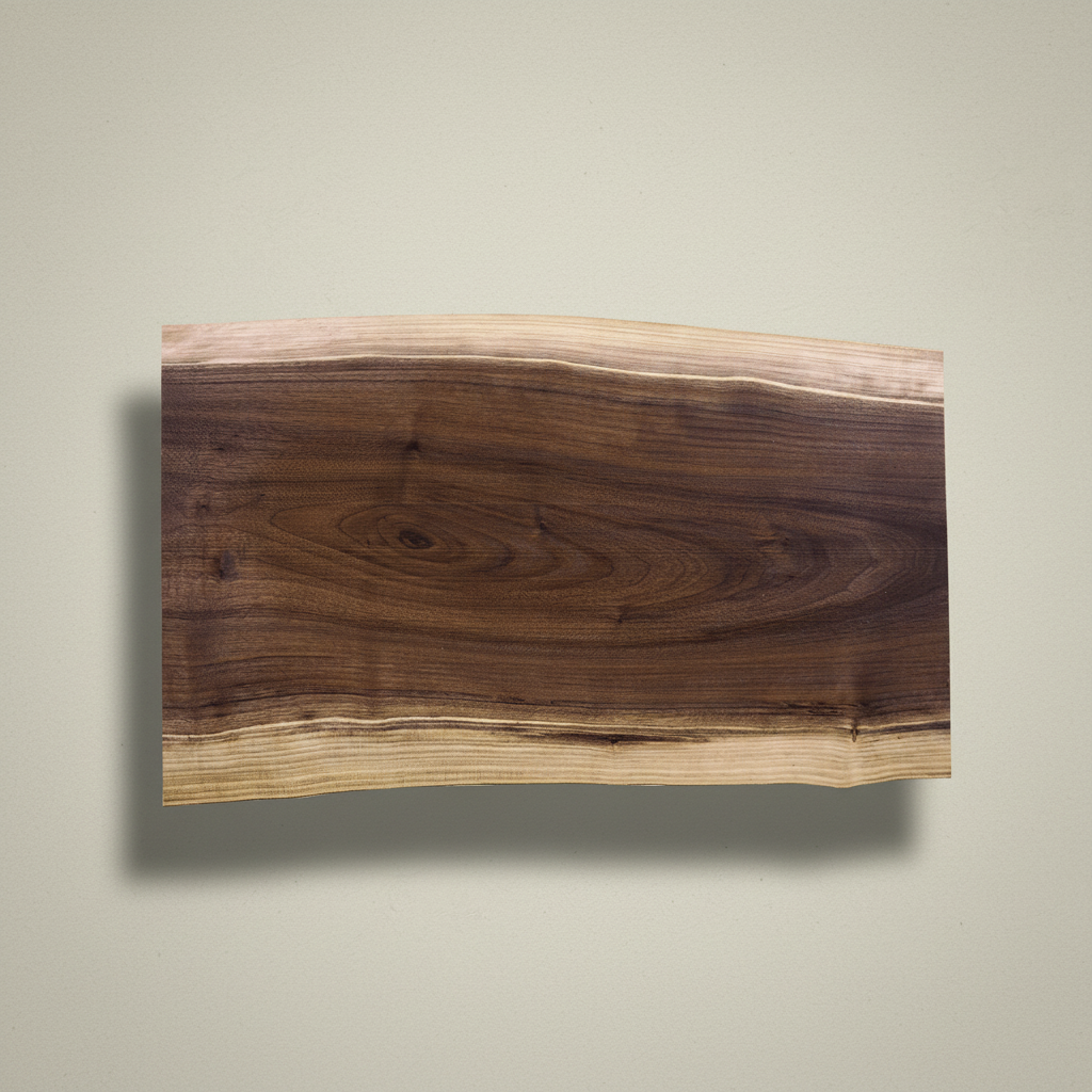 Walnut Cutting board with a natural grain pattern on a transparent background