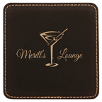 Custom Laser Engravable Leatherette Coaster - Square