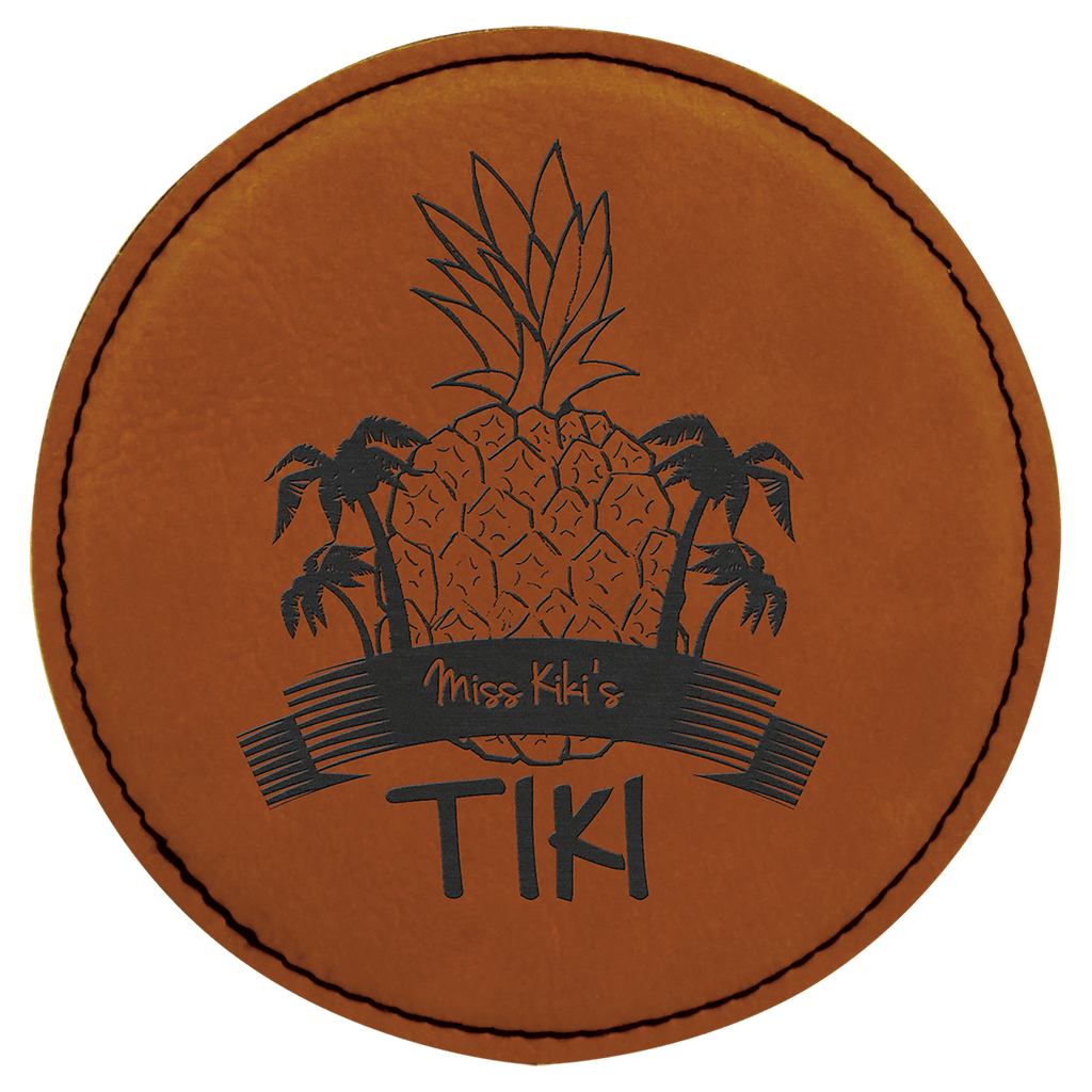 Custom Laser Engravable Leatherette Coaster - Round