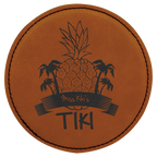 Custom Laser Engravable Leatherette Coaster - Round