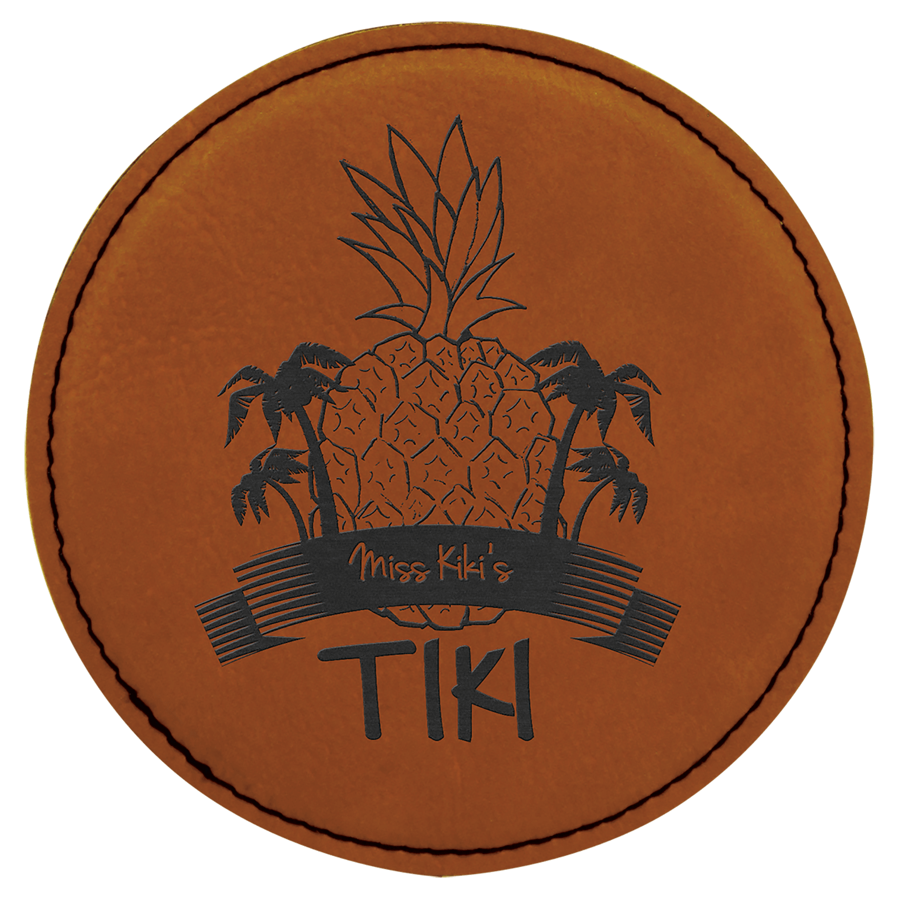 Custom Laser Engravable Leatherette Coaster - Round