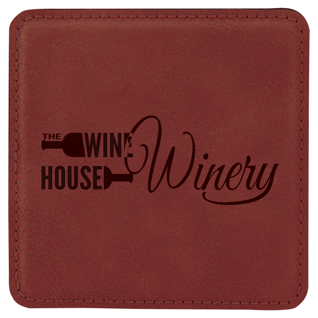 Custom Laser Engravable Leatherette Coaster - Square