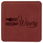 Custom Laser Engravable Leatherette Coaster - Square