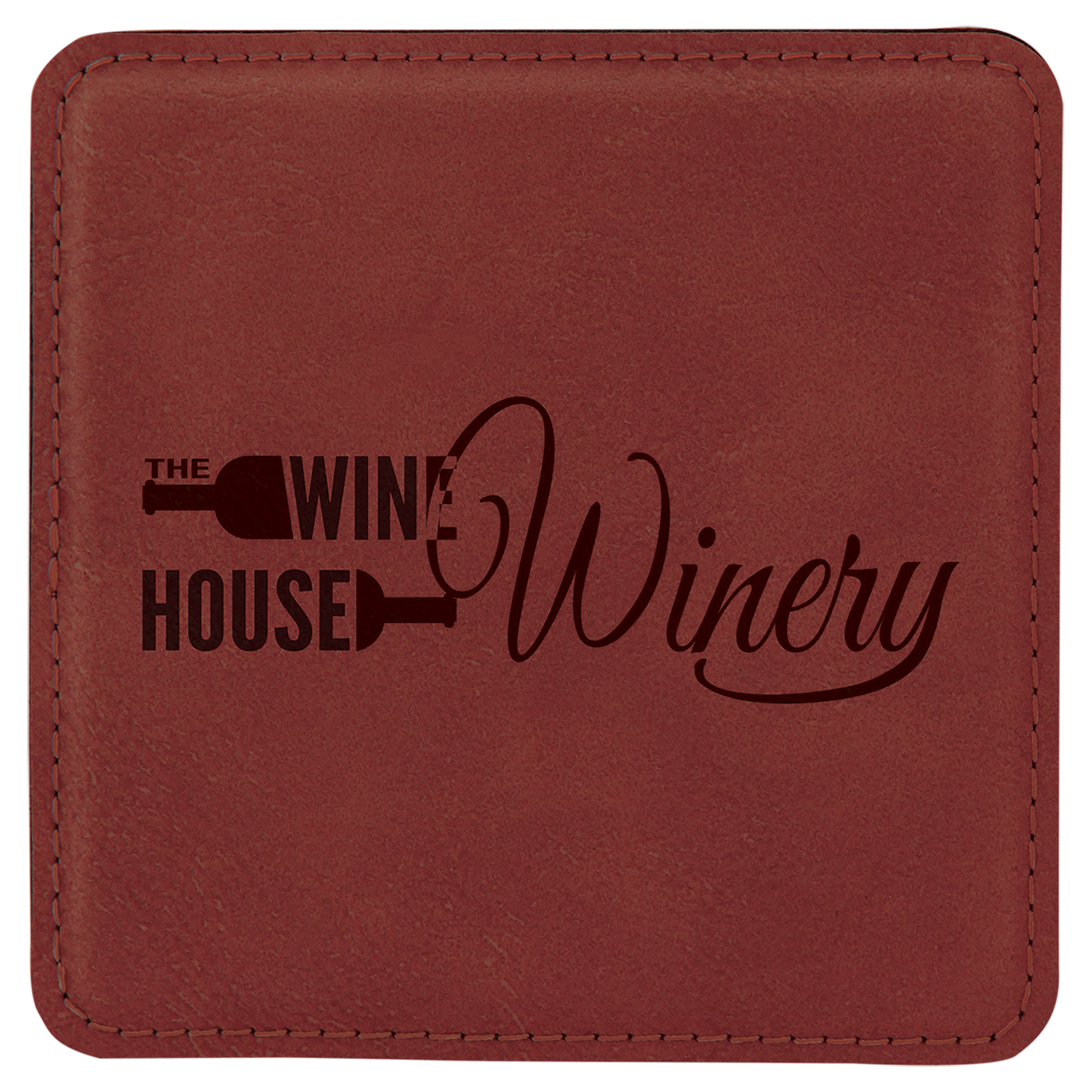 Custom Laser Engravable Leatherette Coaster - Square