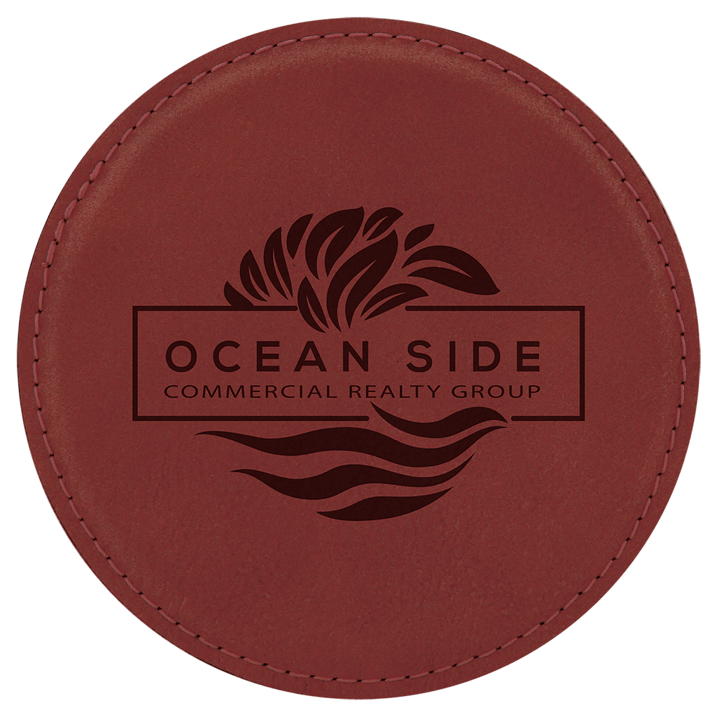 Custom Laser Engravable Leatherette Coaster - Round