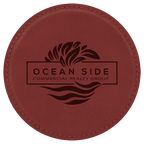 Custom Laser Engravable Leatherette Coaster - Round