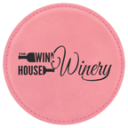 Custom Laser Engravable Leatherette Coaster - Round
