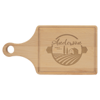 0943m - Custom Maple Cutting Board Paddle Shape with Drip Ring