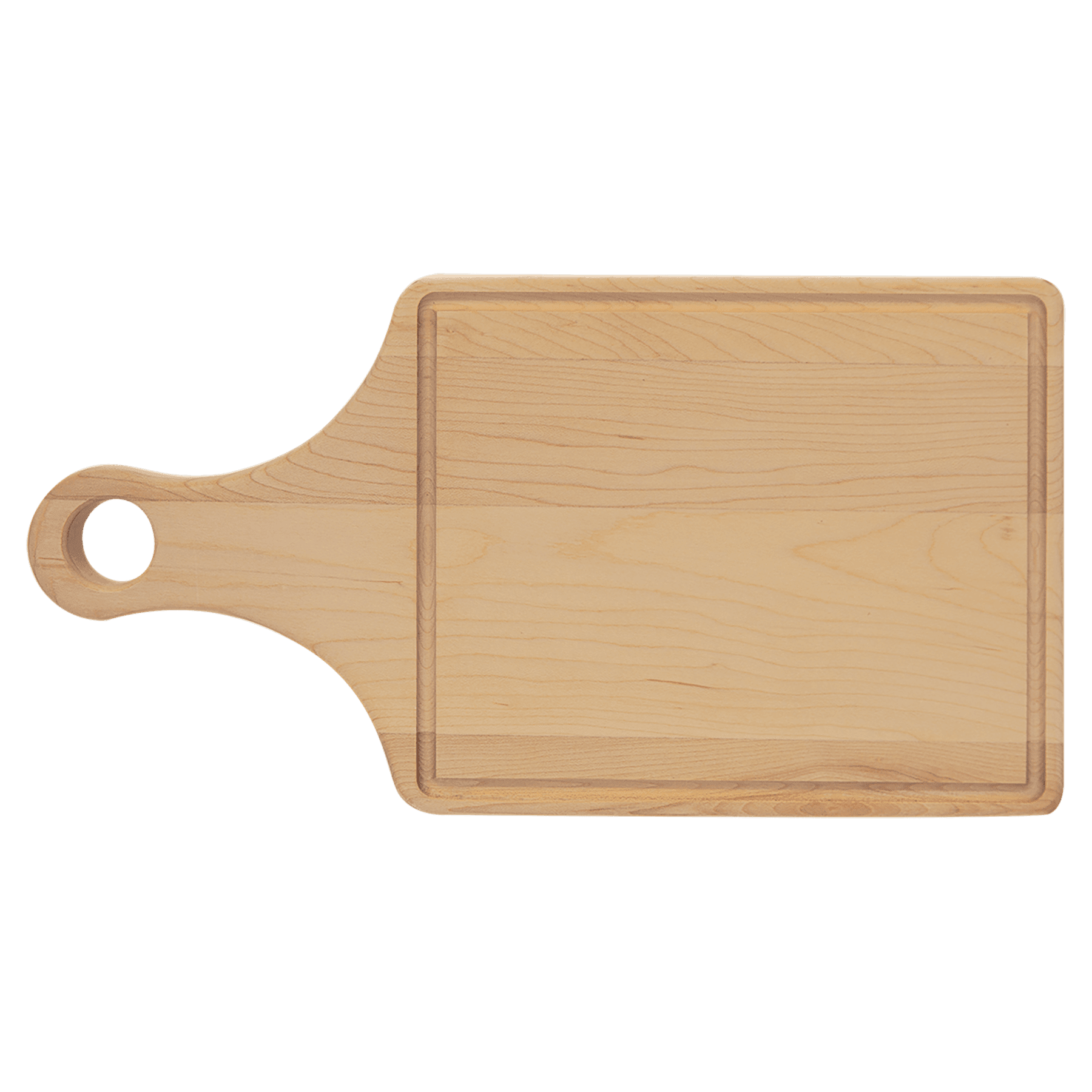 0943m - Custom Maple Cutting Board Paddle Shape with Drip Ring