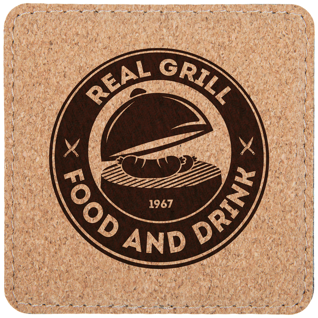 Custom Laser Engravable Leatherette Coaster - Square