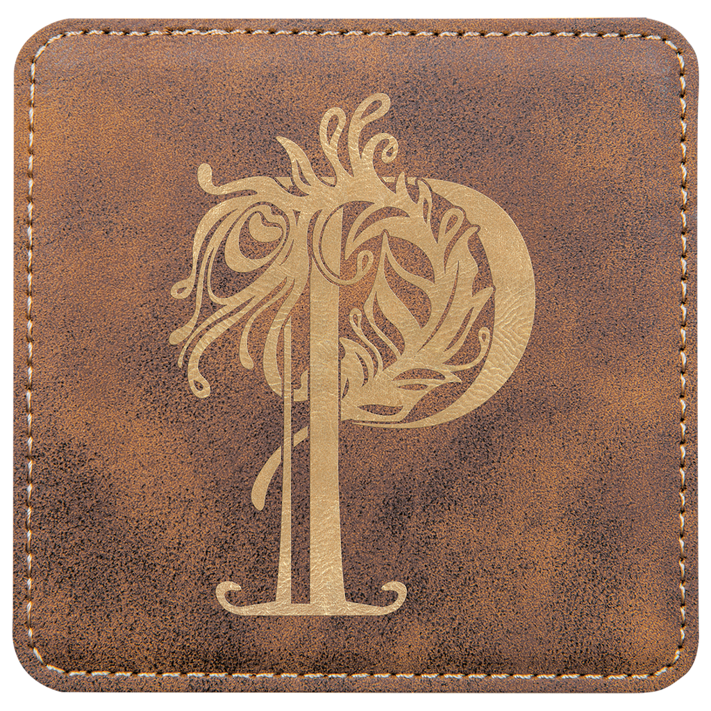 Custom Laser Engravable Leatherette Coaster - Square