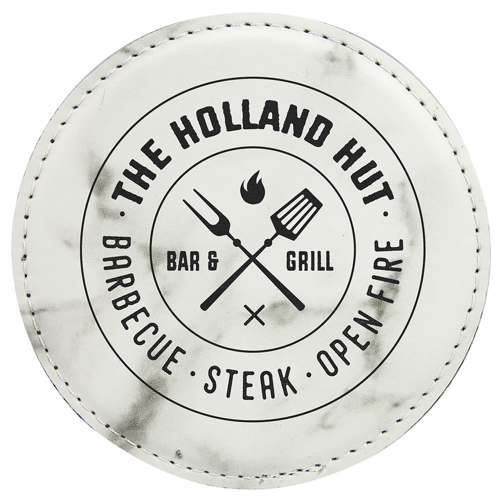 Custom Laser Engravable Leatherette Coaster - Round