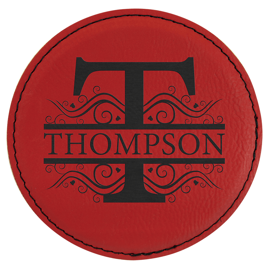 Custom Laser Engravable Leatherette Coaster - Round