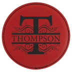 Custom Laser Engravable Leatherette Coaster - Round