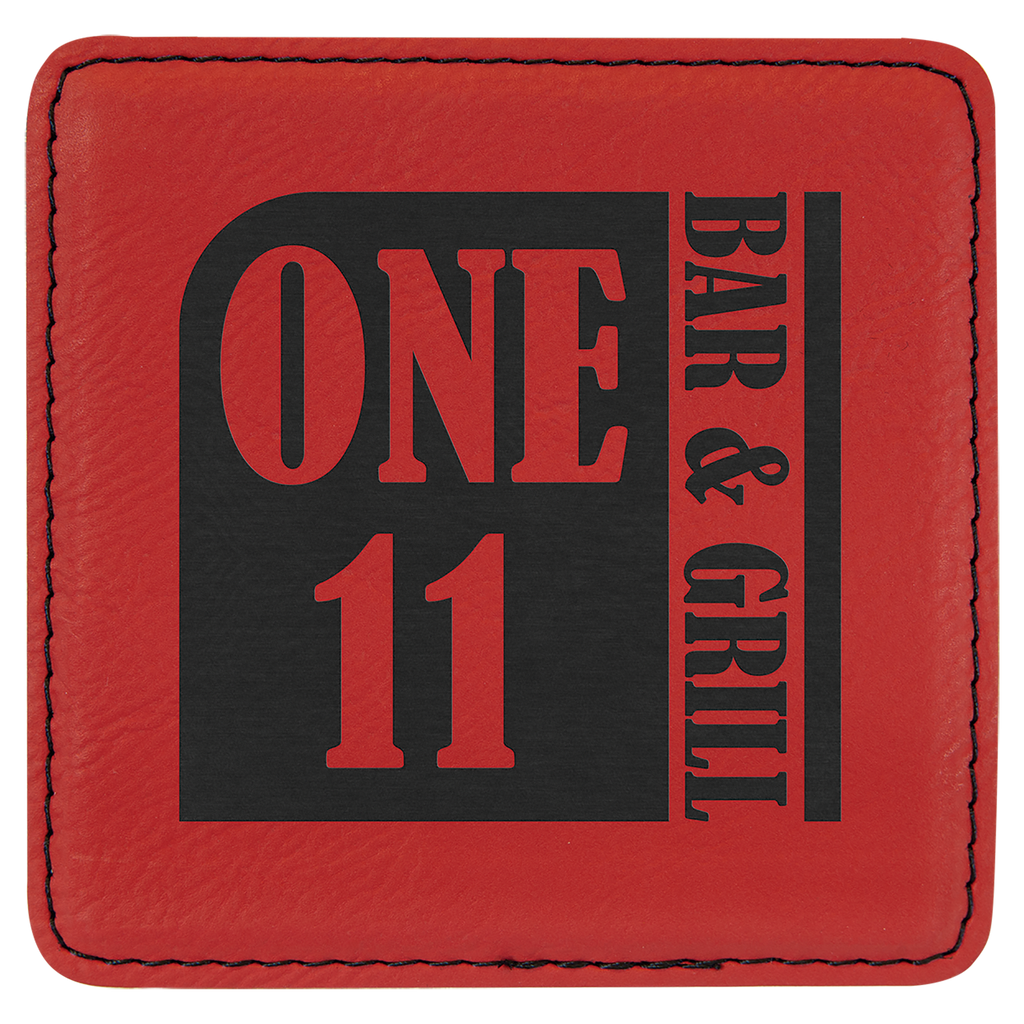 Custom Laser Engravable Leatherette Coaster - Square