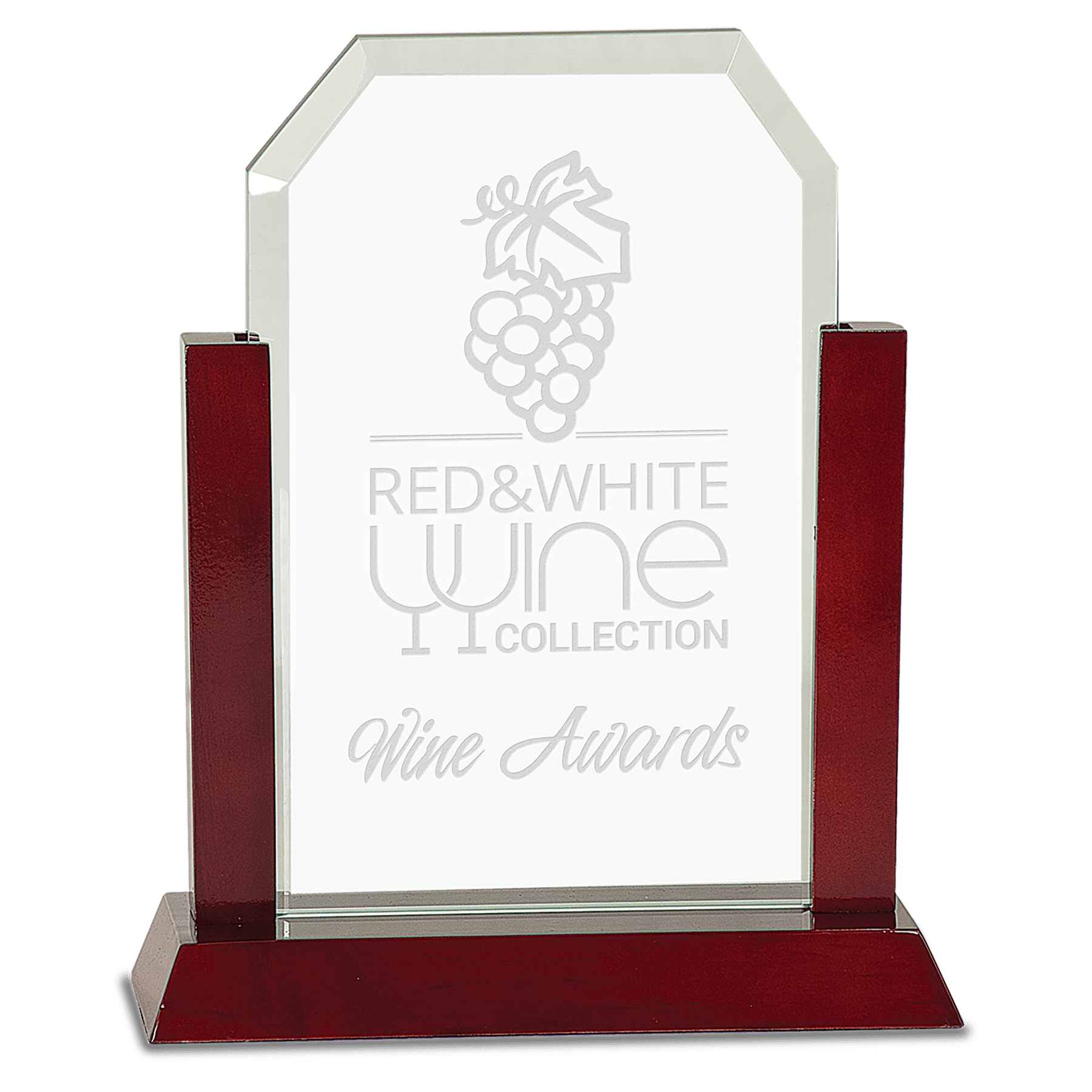 Gateway Jade Clip Corner Glass Award with Rosewood Finish Base