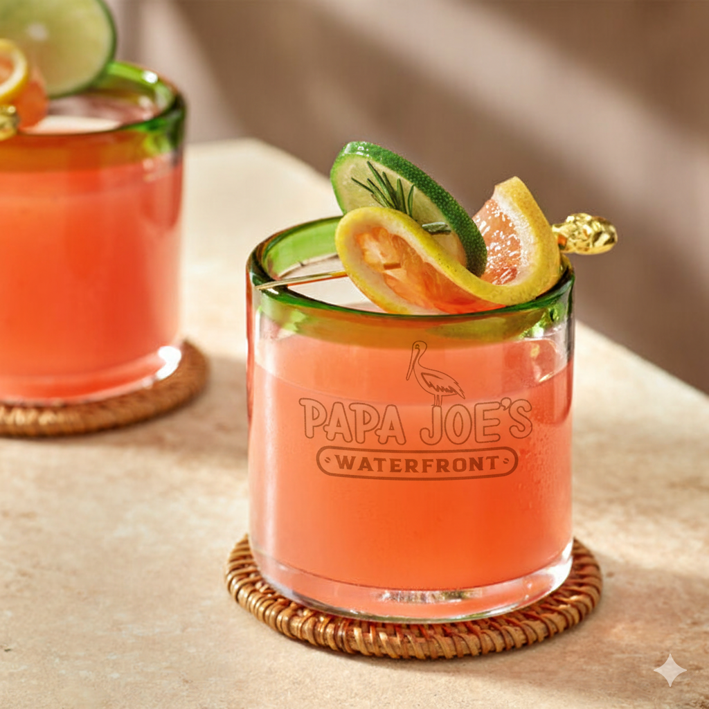 Acopa Tropic 12 oz. Rocks / Old Fashioned Glass with Blue or Green Rim