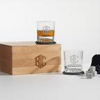 Custom Engraved Whiskey Gift Set with Wooden Box