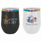 Custom 12 oz. Prism Stemless Wine Tumbler in White or Black