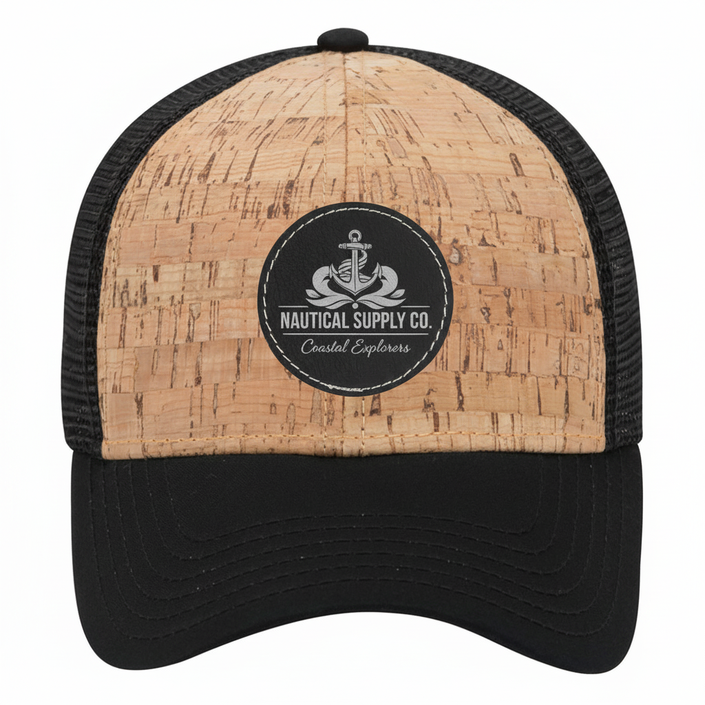 Custom Leather Patch OTTO Cork Trucker Hat with Mesh Back