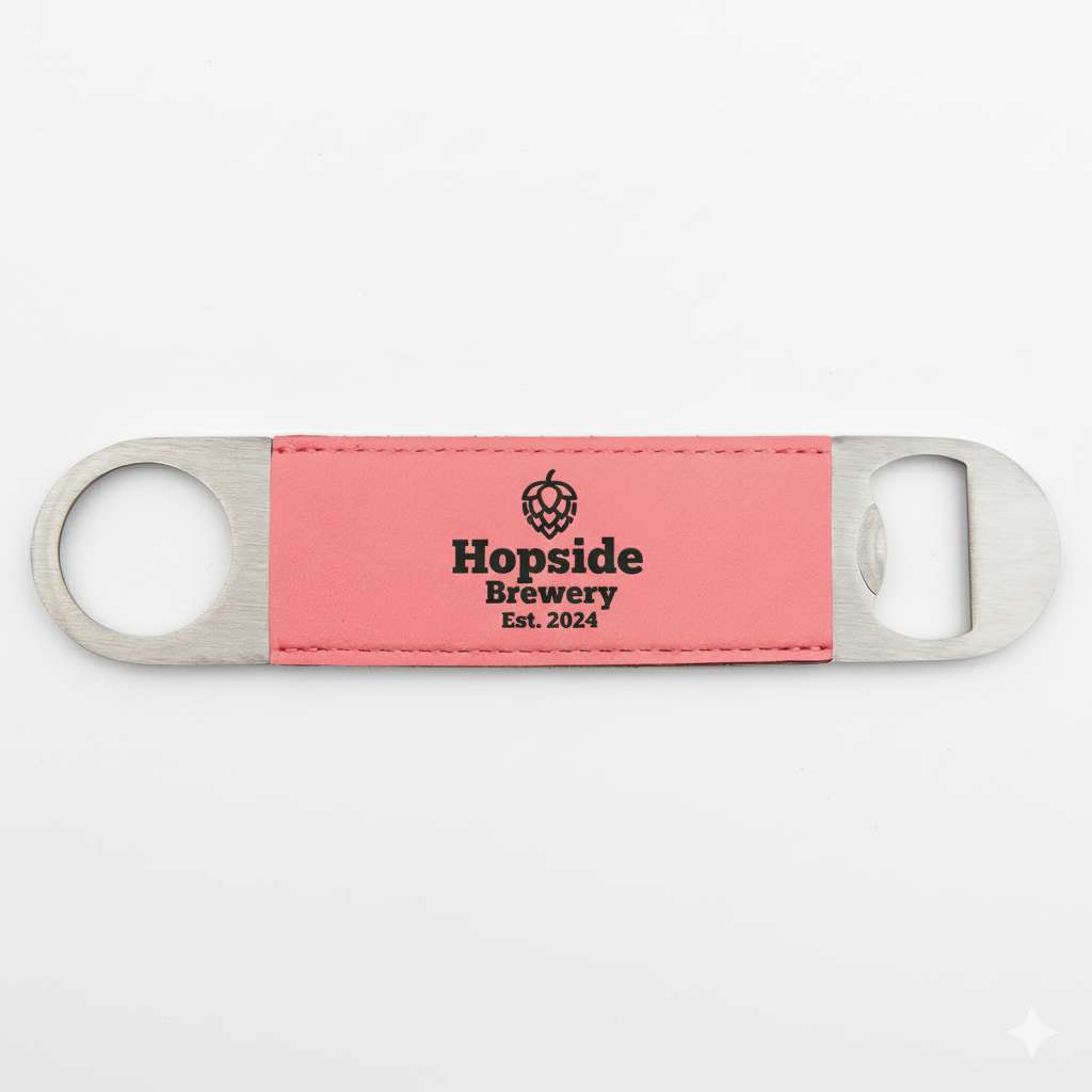 Custom Laser Engraved Leatherette Bar Blade Bottle Opener
