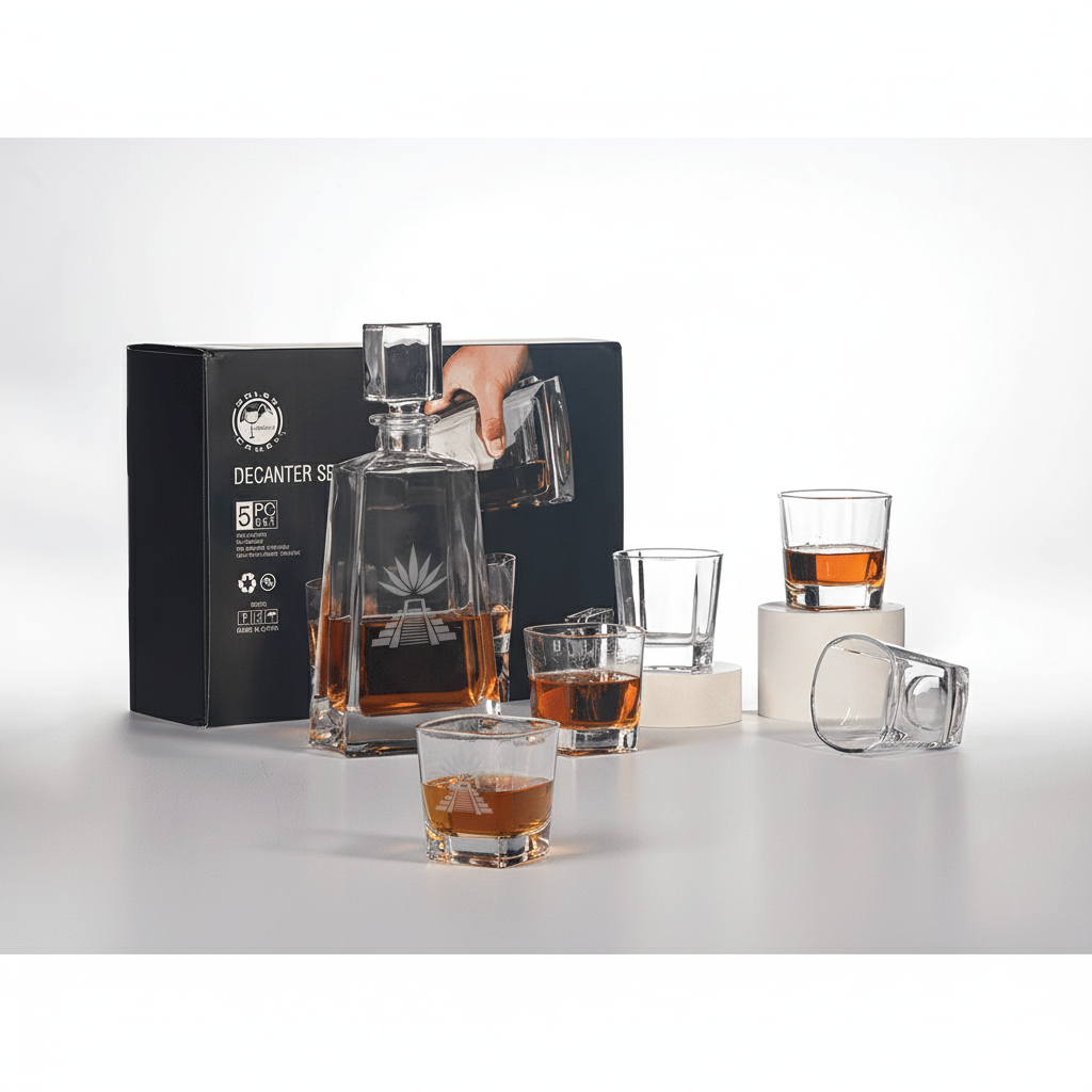 Custom Tequila Decanter Set with 4 Glasses