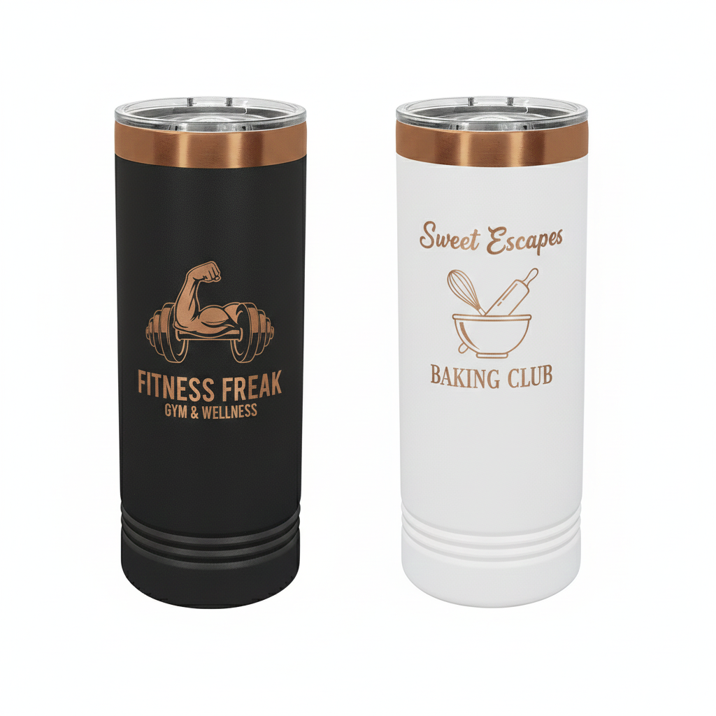 Custom 22 oz. Black or White Rose Gold Skinny Tumbler