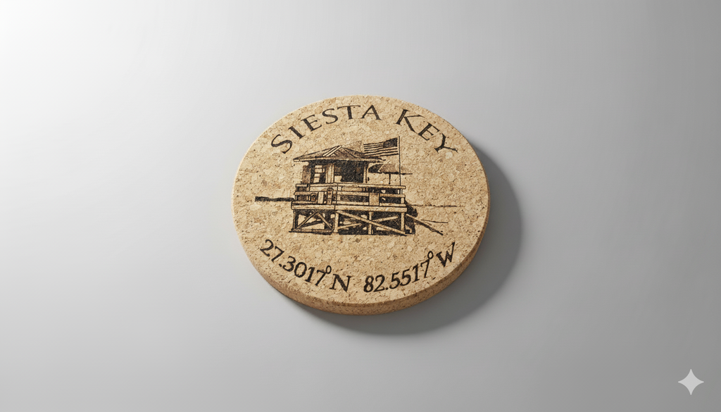 Customizable Laser Engraved Solid Cork Coaster - Eco Friendly