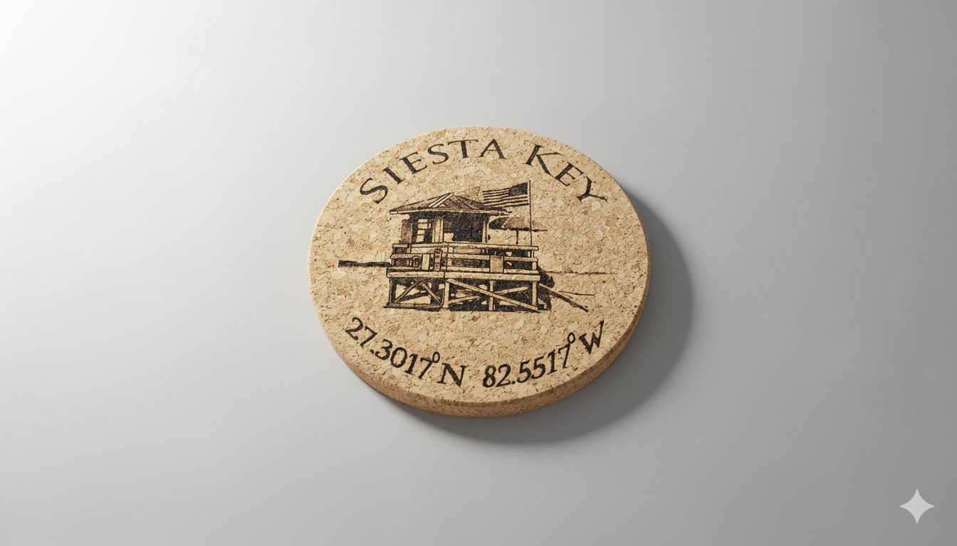 Customizable Laser Engraved Solid Cork Coaster - Eco Friendly