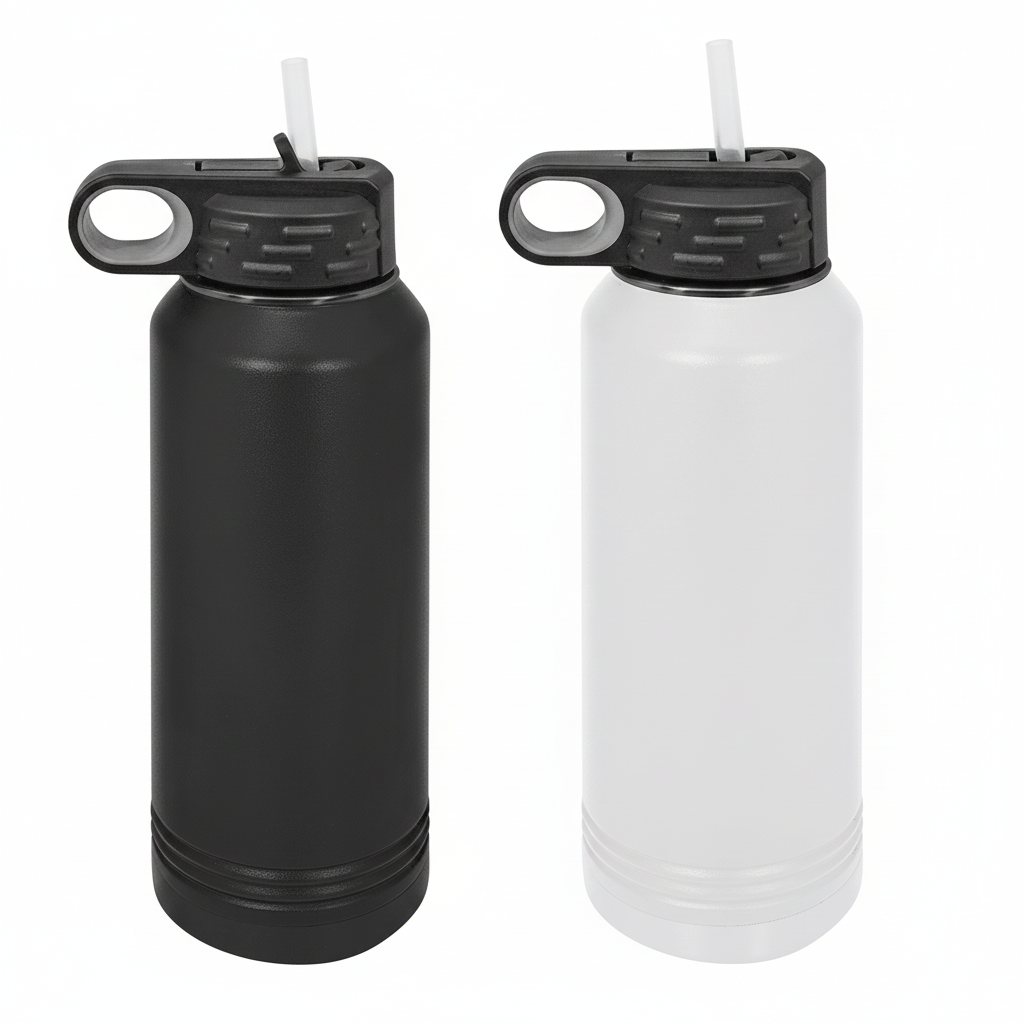 Polar Camel 32 oz. Vacuum Insulated Water Bottles | Ghost Black & White Custom Engraved