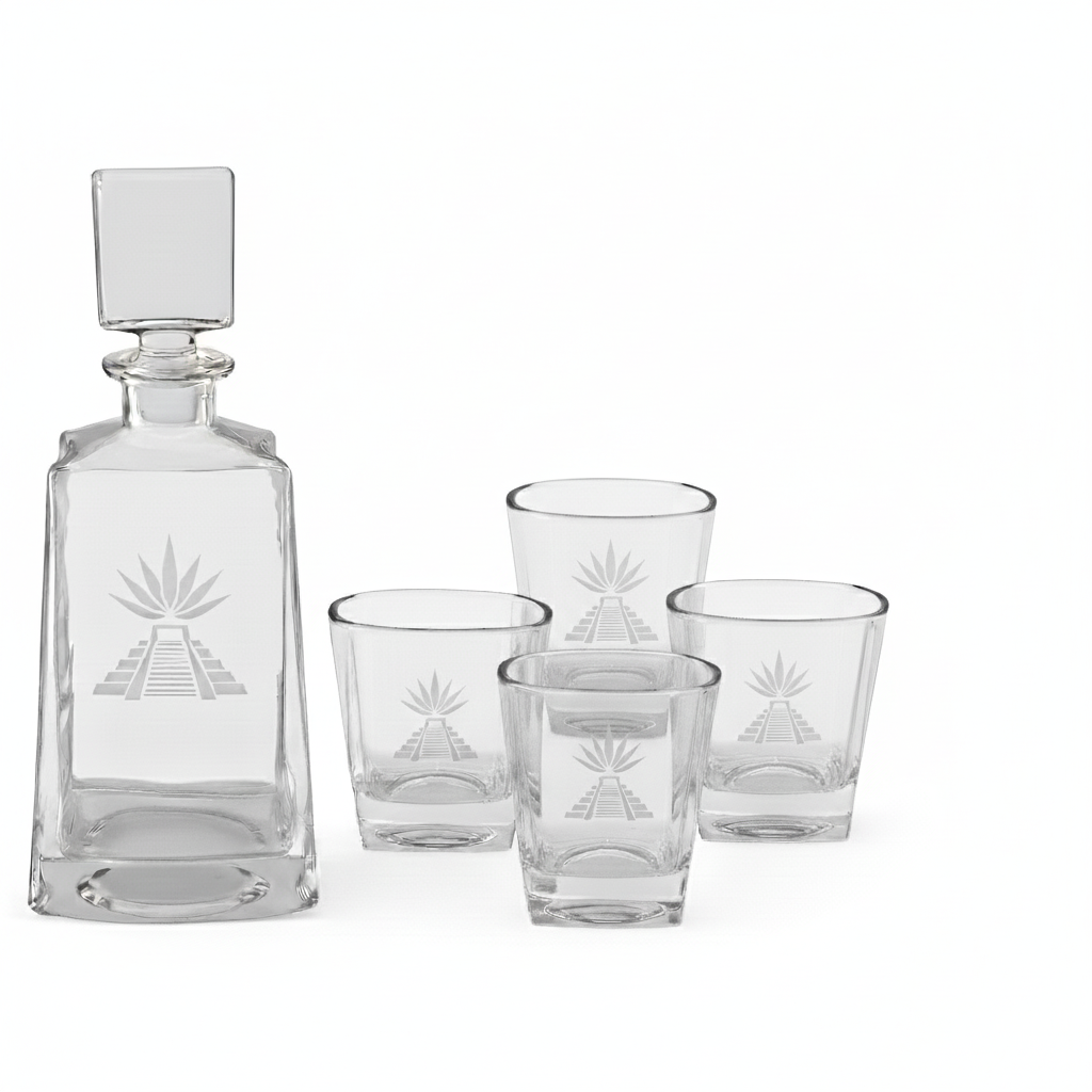 Custom Tequila Decanter Set with 4 Glasses