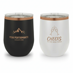 Custom 12 oz. Black or White Rose Gold Stemless Wine Tumbler