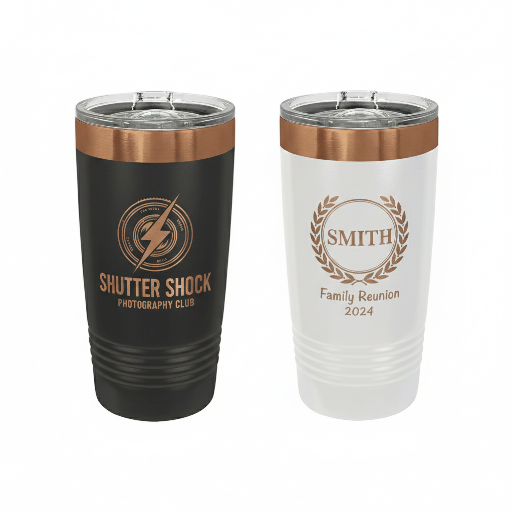 Custom 20 oz. Black or White Rose Gold Ringneck Tumbler
