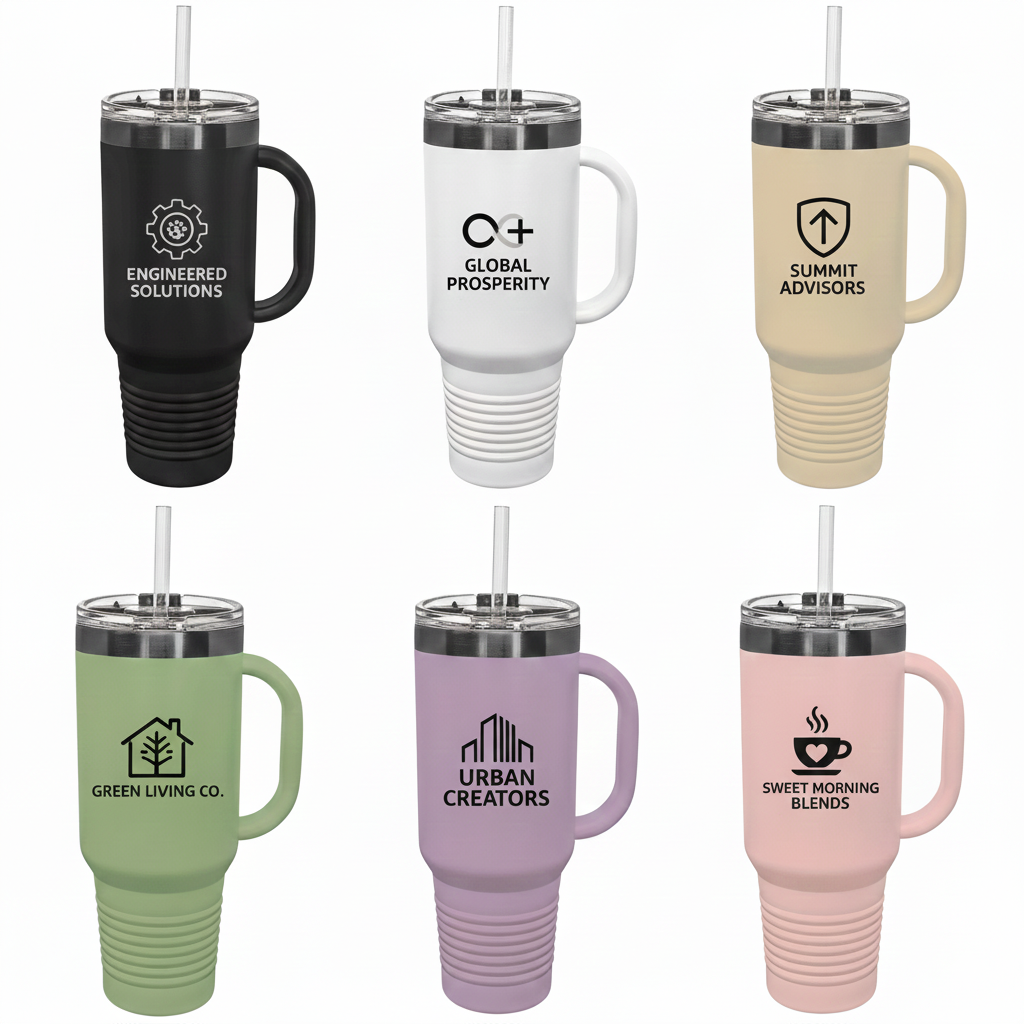 Polar Camel 40 oz. Travel Mugs with Handle & Straw | Custom Engraved Bulk Collection