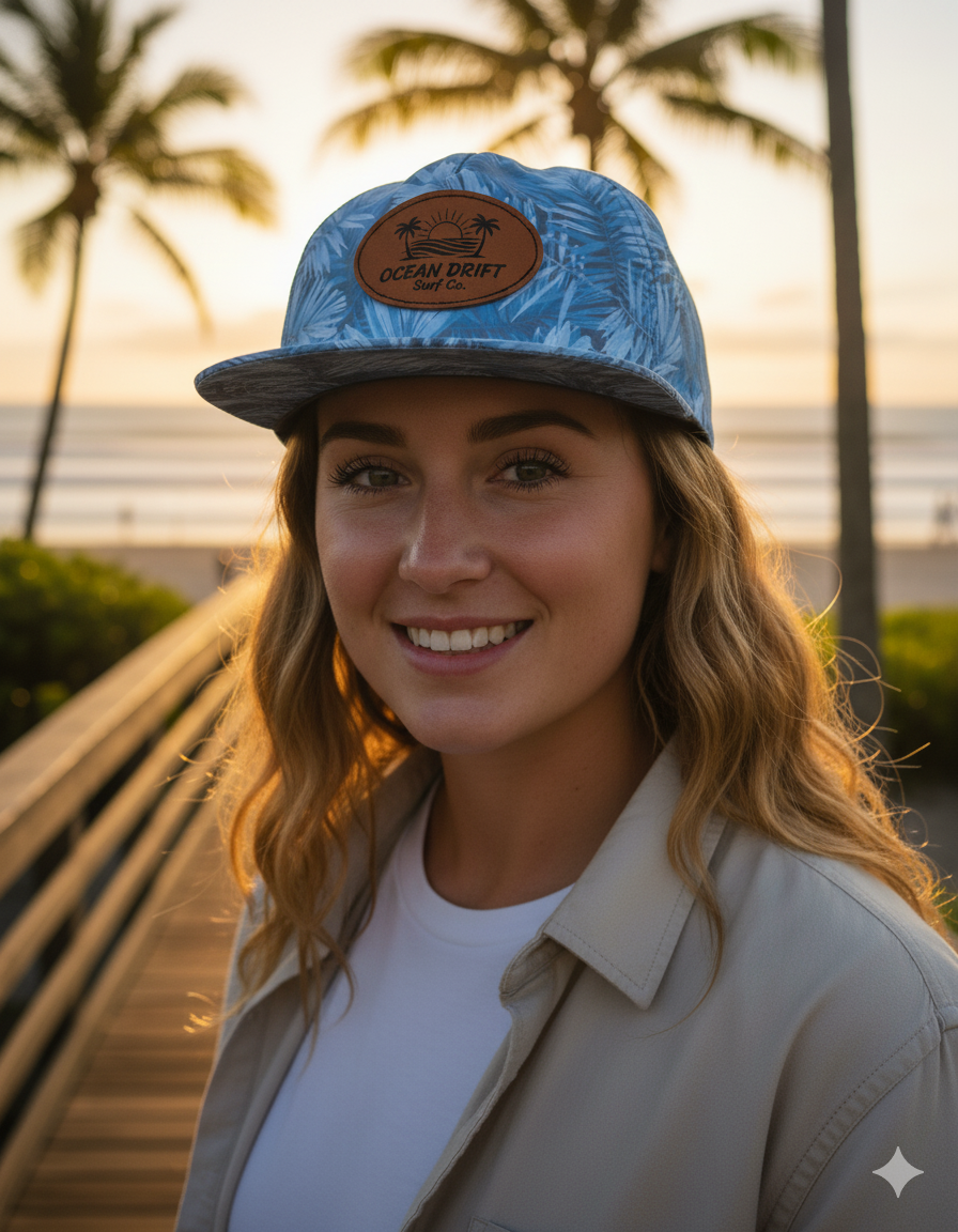 Custom Leather Patch or Printed Imperial Aloha Rope Cap DNA010