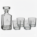 Custom Square Whiskey Decanter Set with 4 Glasses