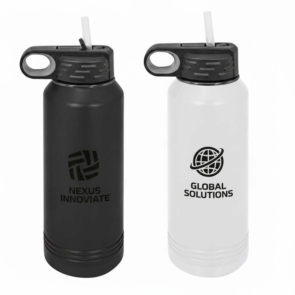 Polar Camel 32 oz. Vacuum Insulated Water Bottles | Ghost Black & White Custom Engraved